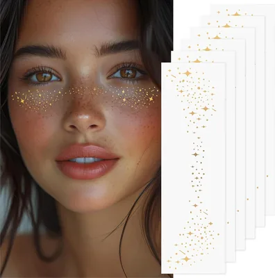 LOPHE Glitter Tattoos Visage, Ensemble de 6 Freckles Brillants pour Fête et Spectacles (K9022) - Meilleur Prix