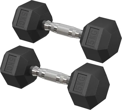 SONGMICS 2x5kg + 2x10kg Zestaw Hantli Sześciokątnych - Trening Fitness w Domu i na Siłowni