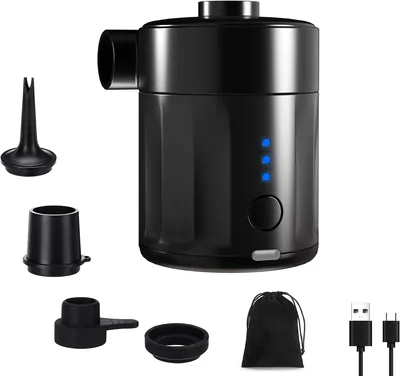 Mojimdo Draagbare Elektrische Luchtpomp voor Inflatables, 2-in-1 Rechargeerbare Batterijpomp voor Luchtslede, Mini Vac
