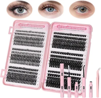 Aomig Wispy Cluster Extension de cils, 540 extensions individuelles, paquets mélangés 8-16mm, kit d'extension naturelle de cils (5% de réduction)