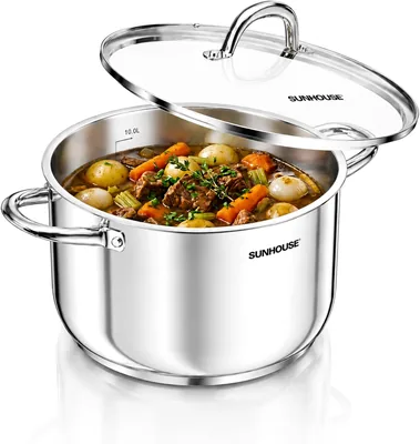 SUNHOUSE 12 Quart Stainless Steel Stock Pot with Lid