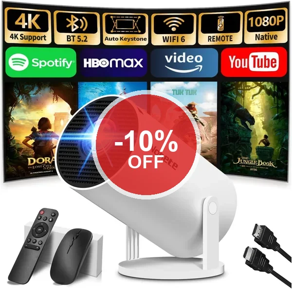 Mini Projector 4K/1080P Auto Keystone 10% Off