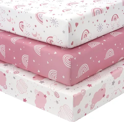 FIEMOL Cot Bed Sheets 140x70cm Pink 3 Pack Best Deal