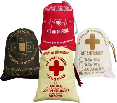 Kit Anticruda para Fiestas, 50 Piezas, Bolsas de Regalo para Resaca