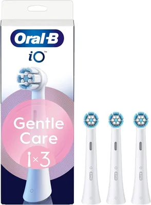 Oral-B iO Gentle Care Tåltegningar, White, 3 st, Original Rund Tåltegningar med Angelade Borster för Djupare Plaquebortagande