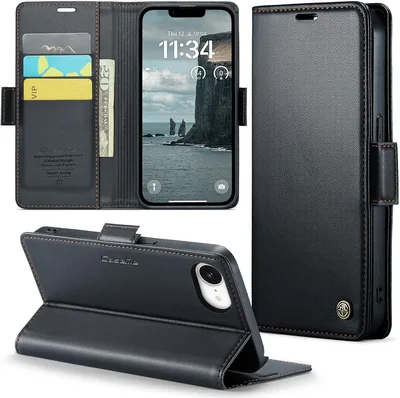 Rerzoiro Telefonhüllen för Apple iPhone 16e, Premium PU-leder med RFID-blockering, Kartflek och Magnetisk Deck