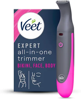 Veet Cortapeleas Todo en Uno, Bikini y Cuerpo Completo, Para la Cara y Sobranas, Resistente al Agua, con 2 Cabezas y 4 C