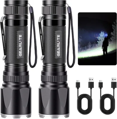 GEARLITE Torch LED Rechargeable 2 Pack