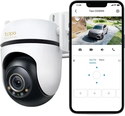 Tapo C530WS 360° Utomhus Sikkerhetskamera, 3K 5MP, Nattväsen i Farb, AI-Detektering, Motionföljning, WLAN eller Ethernet - 7% Off