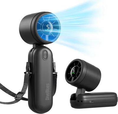 Diveblues 3-in-1 Handfan Turbo, 4000mAh USB Rechargeable met 5 Snelheden en Opvouwbaar Ontwerp - Beste Deal