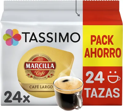 Tassimo Marcilla Largo | 24 Cápsulas | Intensidad 10, Compatibile con Máquina de Café Tassimo