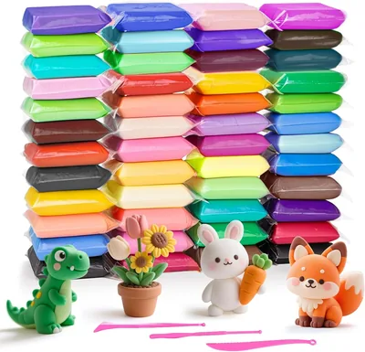 Modellierklei, 48 Kleuren, Zelfdrogende Modellierklei, Kinderspel voor Meisjes en Jongens van 3-12 Jaar - Best Deal