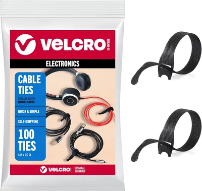 VELCRO Reusable Cable Ties, 100 Pack, 6 Inch