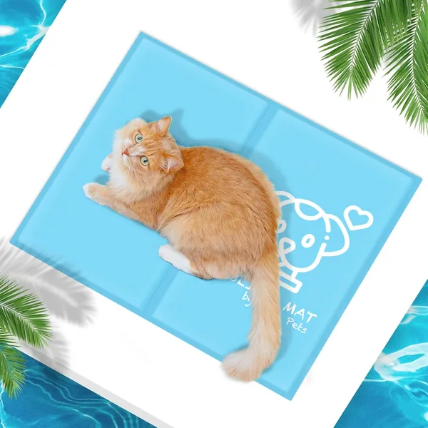 Pawtasy Mat de Refroidissement pour Chiens et Chats avec Gel Non-Toxic - Matelas Imperméable et Facile à Nettoyer, Taille S 50 x 40 cm, Bleu