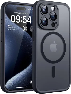 TOCOL Fallskydd för iPhone 15 Pro, KameraSkydd, Integrerad Magnetring, Kompatibel med Magsafe, Transpar