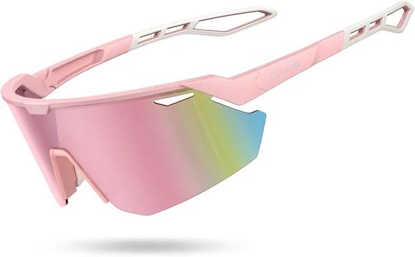 Lamicall Polarized Sports Sunglasses Men Women, [24g Ultralight] Adjustable Nose Pad Sports Goggles for Bike Hiking Running