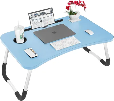 Gald Laptop Stand with Cup Holder - Adjustable Wooden Tray