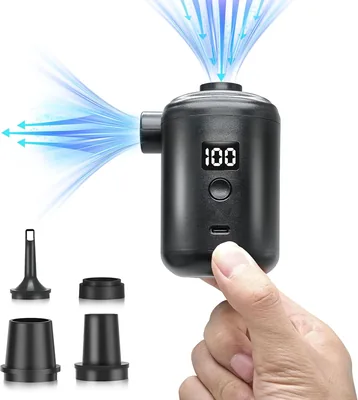 RoserRose Portabil Elektrisk Luftpump, 3600 mAh, 280 l/min, USB Opladbar, Digitalt Visning, 4 Skruvar, för Kamp och Resor - Best Price