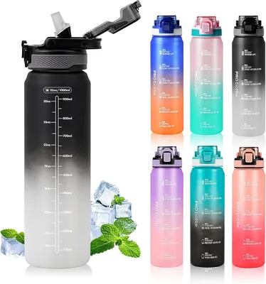 SEASEVEN 1L Sports Water Bottle with Straw