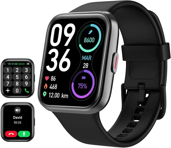 Reloj Inteligente Tensky para Hombres con Alexa, Llamadas y Voz, Notificaciones de Whatsapp, 1.85 Pulgadas Smartwatch Hombre 110 Modos Deportes 3 ATM