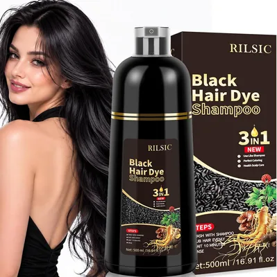 3-i 1 hair dye shampoo, instant hair dye for men och women, svart/gryt färg (500 ml) - 5% Off