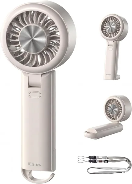 iEGrow Handheld Fan: Kompakter USB-Lüfter mit 3 Geschwindigkeitsstufen, faltbar für Reisen, Zuhause und Büro