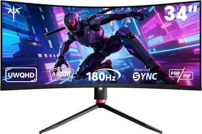 Écran PC Gamer KTC Curvé 34 pouces UWQHD (3440x1440), 180Hz, G-Sync, FreeSync, 21:9 VA, 1500R, 1ms MPRT, HDR10 - Meilleur Prix