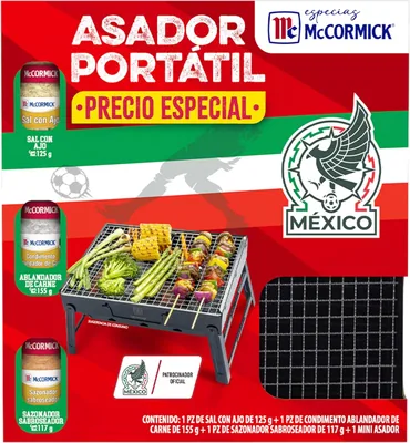 Kit McCormick Sal con Ajo + Condimento ablandador de carne + Sazonador sabroseador + Mini Asador - 17% Descuento