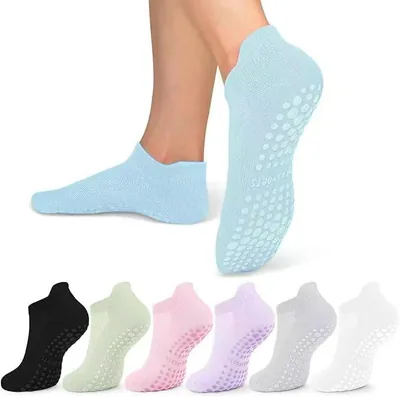 Calcetines de Yoga ANNA TOSANI, 7 Pares, Corte Bajo, Antideslizantes, para Mujer