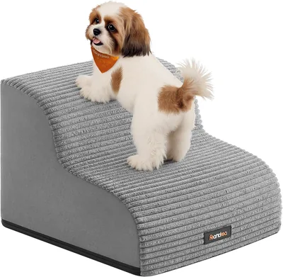 Feandrea 2 Étapes Escaliers pour Chien - Imperméable avec Design Anti-Dérapant - Inclinaison Douce - Couverture Amovible et Lavable - H