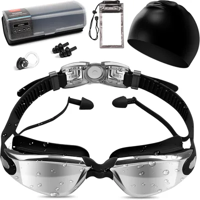 Bebeay Kit de Natación 5 en 1, Gafas con Protección UV y Antiniebla, Gorro de Baño, Tapones para Oídos - Mejor Oferta