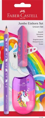 Faber-Castell Einhorn Schreibset mit Bleistift, Schärfer und Radiergummi | Schulset für Kinder mit Jumbo-Bleistift, Schärfer und mehr - 6% Rabatt
