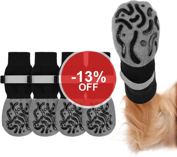 Adiwo Hondensokken, Anti-Slip, 2 Paar Kleine Hondensokken, Verstelbaar en Wasbaar, Bescherming voor Kleine en Middelgrote Hondenveten
