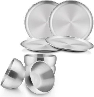HaWare Kids Stainless Steel Dish Set - 8 Pieces Reusable Dinnerware Best Deal