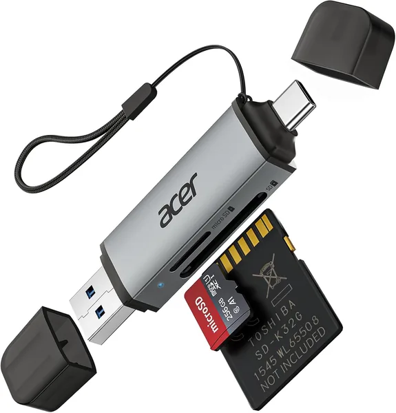 Acer SDカードリーダー 2-in-1 Micro SDカードリーダー Type-C & USB 3.0 超高速伝送 OTG対応 Androidタブレット