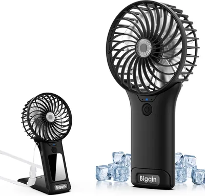 Bigqin Hand Fan 2000 mAh Mini Ventilator met Spiegel en Lanyard - 4 Snelheidsniveaus - Outdoor Reizen Kamperen - Beste Deal
