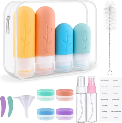 Zosenyer Kit Viaggio Liquido, 16 Contenitori in Silicone per Shampoo, Lozione e Cosmetici, M