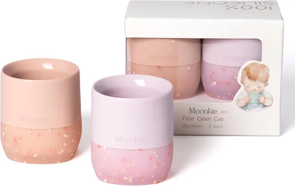 Moonkie Baby Silicone Drinking Cup Pack of 2 Blush/Soft Lilac BPA-Free