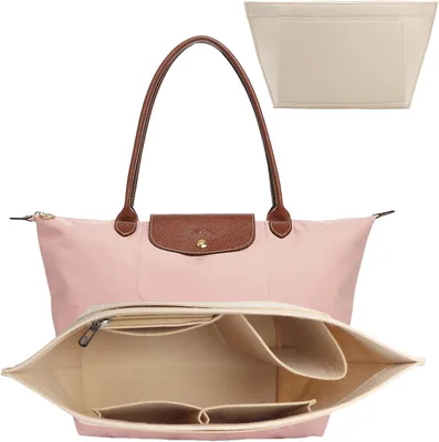 Organisateur de sac à main Longchamp en feutre - Organiseur pliable avec plusieurs poches (Beige, Grand) - 7% de réduction