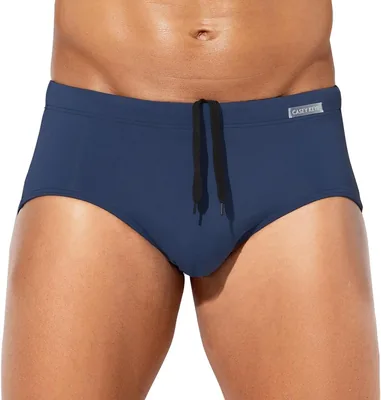Men's Solid Swim Briefs - Tan, Full Coverage