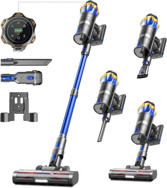 Battery Vacuum Cleaner 45000 Pa/550 W/65 Min, 1.6 L Wireless Vacuum Cleaner with Display