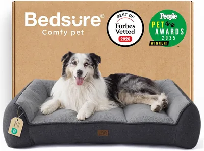 Bedsure Wasbare mand voor grote honden - 106x76cm extra dikke ondersteunende hondensofa met waterdichte bekleding, antislipmand in S