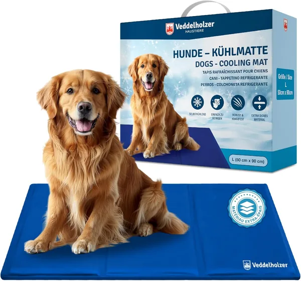Veddelholzer Kühmatte (L) für Hunde, extra dick und selbstkühlend ohne Strom, perfekt für Sommer und Reisen, für S
