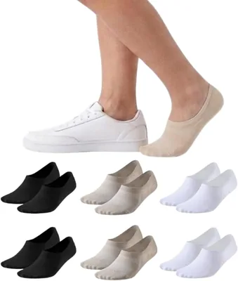 Balseti 6 Pares de Medias Invisibles para Hombres y Mujeres, Algodón Transpirable Pinkies para Verano, Sin Deslizar Medias de Muñeca Corta con S