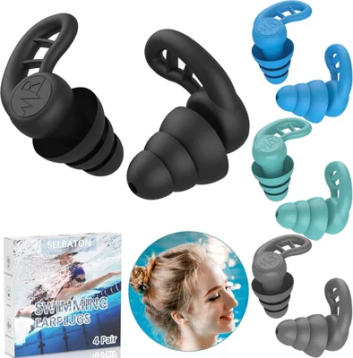 Tapones para los Oídos para Natación Adultos, 4 Pares de Silicona Reutilizables a Prueba de Agua para Natación, Surfear, Ducharse y Piscina - 43% de Descuento