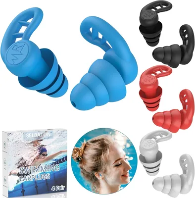 Tapones para los oídos de natación para adultos, 4 pares de silicona reutilizables a prueba de agua para nadar, surfear, ducharse y piscina - 43% de descuento