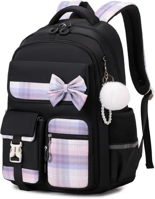 Tanou School Backpack Få den bästa pris - Svart/Röt Kawaii Plad Känna 9-16 År