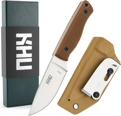 KHU Mini Nóż ze stałym ostrzem - Nóż survivalowy EDC, nóż myśliwski Bushcraft, stal 440C, rękojeść G10 - Best Deal