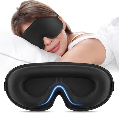 Oumida 3D Sömnans Ansiktsmaske Justerbar Gummiband Blokkerande Ljus Öppna Ögonmasker Människor Kvinnor Resa Office Yoga (Black) - Best Price