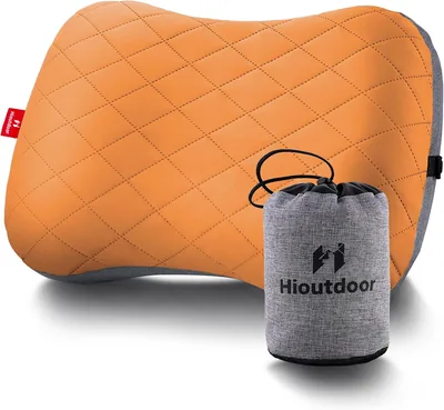 Hioutdoor Inflatable Cushion med uttakbar pysselkase, Campingkussin med luftfyllt kammare, Strandkussin, Ergonomisk Reispyl, Mått 40x25cm